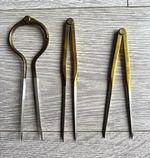 W and HC Spring Calipers/Dividers Set 3pc Metal Brass & Steel Trammels