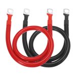 2PCS 2 AWG Battery Cable 2ft Battery Inverter Cables with 3/8" Ring Terminals
