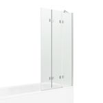 Shower Screen Over Bath Door Pivot Folding Clear Tempered Glass 812 x 1400mm