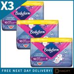 3 x BODYFORM MAXI GOODNIGHT SANITARY TOWELS WITH WINGS 10 PACK PADS LINERS NEW