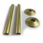 Brushed Brass Radiator Pipe Covers SnapFit 2 Pack 200mm Long 15mm 