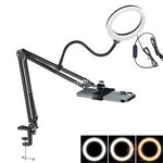 Overhead Phone Mount w/ Ring Light Flexible Arm Tripod Phone Camera Holder