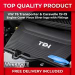 FOR VW T6 TRANSPORTER 15>19 BLACK SILVER LOGO ENGINE COVER PROTECTION PIECE TRIM