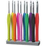 Crochet Hooks Set Soft Grip Handles Knitting Needles Multi Colour Aluminium 9Pcs