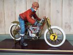 HARLEY 1917 MOTORCYCLE BOARD RACE BIKE & RIDER