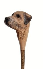 Border Terrier Head, Hand Carved in Lime Country Walking stick