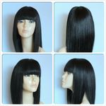 HIGH HEAT RESISTANT HAIR SMOOTH FRINGE OFF BLACK LADY WOMENS DAILY FULL WIG UK