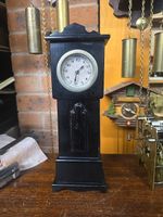 Antique Ebony Miniature Grandfather Clock Mechanical Working