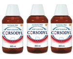 3x Corsodyl Alcohol Free Antibacterial Mint Flavour Mouthwash 300ml