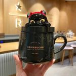 Halloween Starbucks Cup Mug Magic Cat black teacup Mark ceramic Lid W/BOX 2024