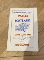 RUGBY PROGRAMME WALES v SCOTLAND 2 Feb 1952 CARDIFF WELSH GRAND SLAM SEASON