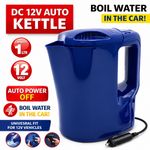 12V 1L ELECTRIC KETTLE PORTABLE TRAVEL KITCHEN CORDED CAR VAN CAMPING CARAVAN