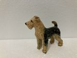 Vintage Airedale Terrier Figurine Glazed Porcelain Dog Ornament Made In England