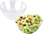 5 x Extra Large Clear Hard Plastic Salad Serving Bowls Outdoor Party 3000ml 9''5