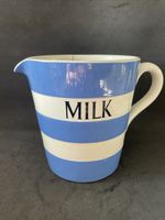 T G GREEN, CORNISH KITCHENWARE, MILK JUG, QUART SIZE, BLUE & WHITE, 6"