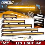 10" 22" 32" 42" 52" Led Spot Light Bar Amber White DRL Park Light Dual Function