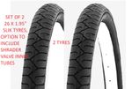 Set of 2  26" x 1.95" Slick  tyres, Slick tread,  shrader tubes avaiable to orde