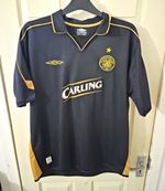 Umbro Celtic Away Shirt Adults XL Black Short Sleeve No Name No Number