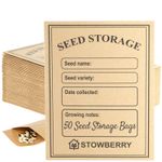 STOWBERRY - 50 x SEED ENVELOPES SELF-ADHESIVE SEED STORAGE PACKETS 10.5 x 8CM