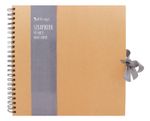 12" Square Kraft Paper Scrapbook Photo Album Book Wiro Bound Ribbon Tie 7562