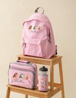 Personalised Kids Backpack, Lunch Box, Bottle, Back to School, 3 Horses Bag Set