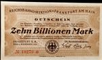 FRANKFURT A.M  MAIN 10 BILLIONEN (10 TRILLION )MARK 1923-"P-S1228"NOTES X 1 UNC