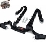 4 Point Black Car Racing Bucket Seat Belt Harness Adjustable Universal Design 