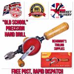 Hand Drill Double Pinion 1/4" Chuck Wooden Handle Drilling Crank F0300 FREE POST