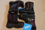 C10 Twin Girl Lot Totes Winter Snow Boots Kids Children Shoes Black Hearts