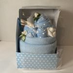 Bluebird Creations Baby Cake Gift Set Clothing 0-3 Months Blue Baby Shower Gift