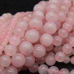 Rose Quartz (pink) Round Beads - 4mm 6mm 8mm 10mm - 14", for Jewellery Making