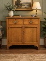 Antique Oak Sideboard Cupboard 2 Door 2 Drawer With Key & Working Locks DELIVERY
