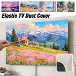 Elastic TV Dust Cover Oil Painting Washable TV Protector for 32-85inch Screen TV