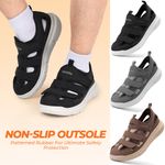 FitVille Men's Diabetic Sandals Extra Wide Adjustable Strap Swollen Feet Shoes