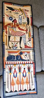 Antique 1920s Egyptian Revival Khayamiya Applique Textile Wall Hanging Pharaonic