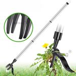 Stand Up Weeder Hand Tool Long Handle Garden Weed Puller With Claw Root Remover