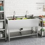 Commercial Sink Kitchen Stainless Steel Single Bowl Catering Hand Wash & Shelf