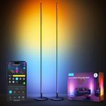 GOVEE H6076 RGBIC Smart Floor Lamp Basic (Black) WiFi App Control 2 Pack A Z72