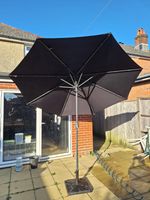 Outsunny Black 24 LED Crank and Tilt Umbrella Parasol 2.7m with Base and Cover