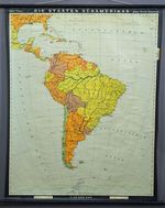 Vintage Map States Countries of South America Rollable Wall Chart