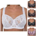 Ladies Gemm Full Cup Underwired Bra Plus Size Firm Hold Lace Large Pretty Uk New