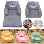 Foldable 2-in-1 Kids Sofa Armchair, Cartoon Lazy Backrest Chair Lazy Sofa Chair