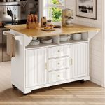 Kitchen Island on Wheels Rolling Storage Trolley with Extendable Worktop, White