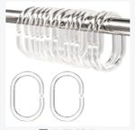 12 X SHOWER CURTAIN PLASTIC HOOKS Set Rings C Shape Ring Black White Clear Bath