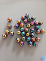 35 Mystique Coloured Coated Haematite Faceted Rounds 12mm