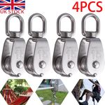 4x Stainless Steel Single Wheel Swivel Pulley Block Lifting Rope M15 Heavy Duty