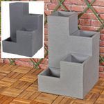 Cubed 4 Tiered Stepped Outdoor Plastic Planter Garden Ribbed Effect Flower Pot