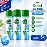 Dettol All-In-One Disinfectant Spray Crisp Linen 300ml  (Pack of 3)