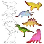 Dinosaur Cookie Cutters Set of 5 Biscuit Pastry Fondant Playdoh Stainless Steel