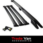 FORD TRANSIT CUSTOM LWB BLACK AERO PRO 3 BAR ROOF RACK SET LOAD STOPS 2012-23